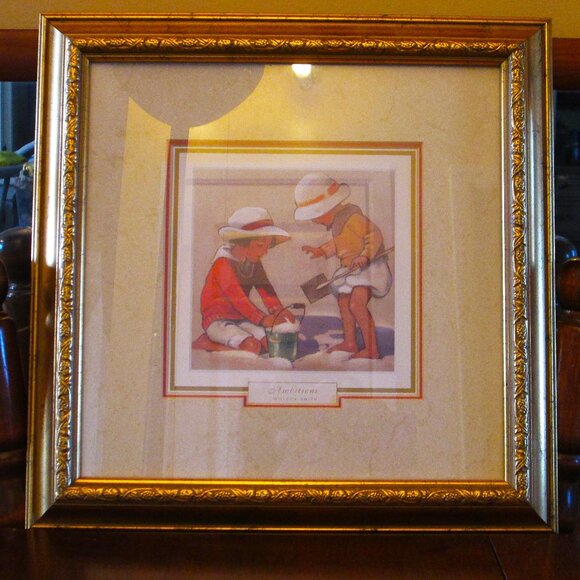 Vintage/Antique Framed in gold children playing "Ambitions," by Willcox Smith - Picture 7 of 9